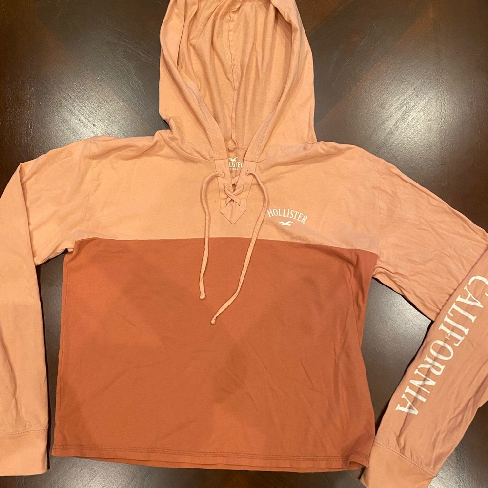 Pink Hollister Hooded Long Sleeve Shirt